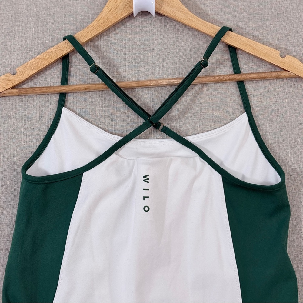 WILO Women's Built-in Compression Shorts Tennis Mini Dress Large Green White - Picture 5 of 8